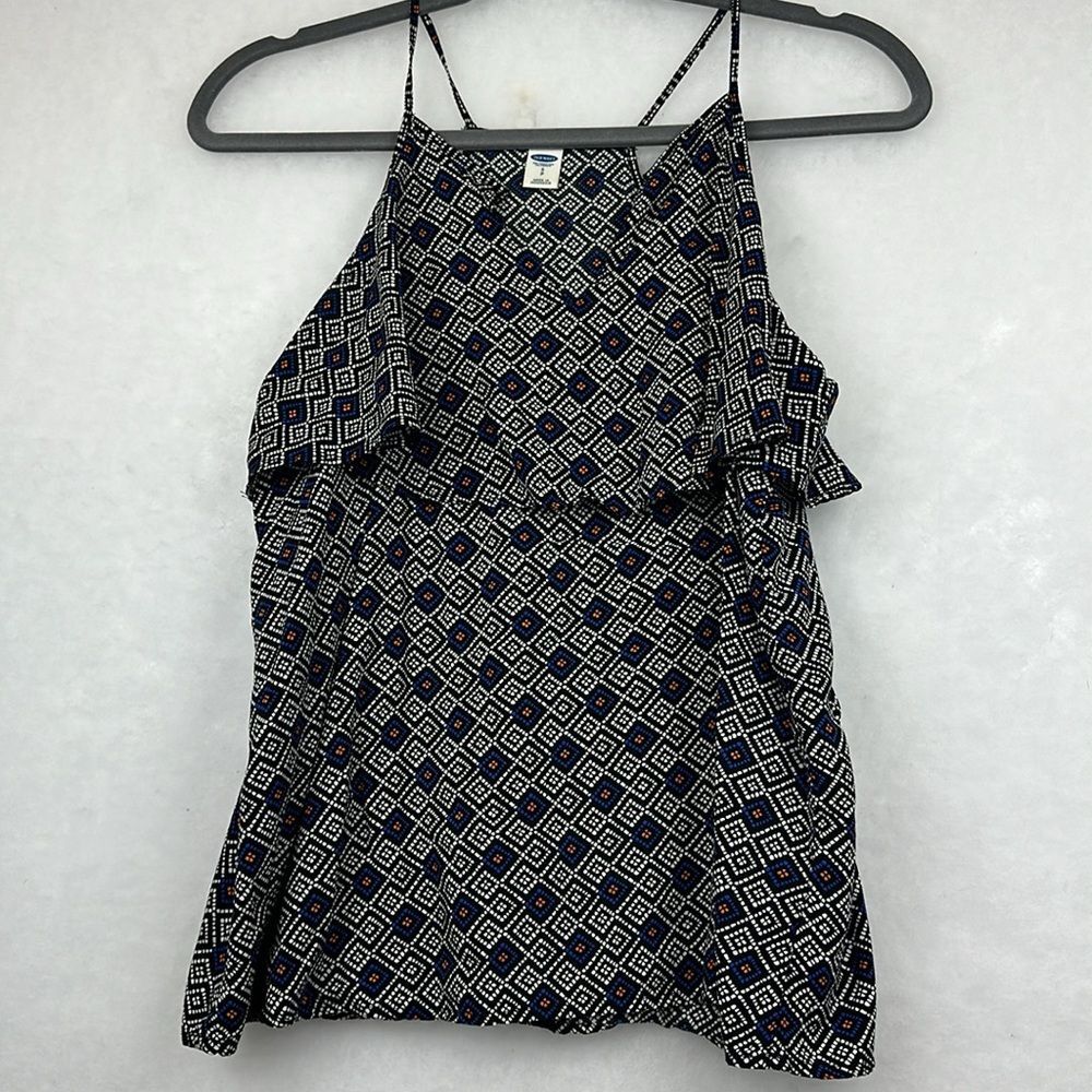 Women's Old Navy Racer-Back Tank Sz Small Geometric Print